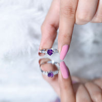 0.9 Carat Amethyst Heart Promise Ring with Diamonds