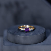0.9 Carat Amethyst Heart Promise Ring with Diamonds
