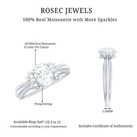 Oval Cut Moissanite Solitaire Engagement Ring with Bow Design