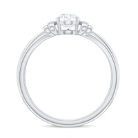 Oval Cut Moissanite Solitaire Engagement Ring with Bow Design