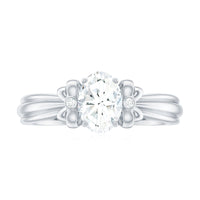 Oval Cut Moissanite Solitaire Engagement Ring with Bow Design