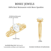 Oval Cut Moissanite Solitaire Engagement Ring with Bow Design