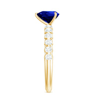 Certified 1 Carat Lab Created Blue Sapphire Heart Engagement Ring with Diamond