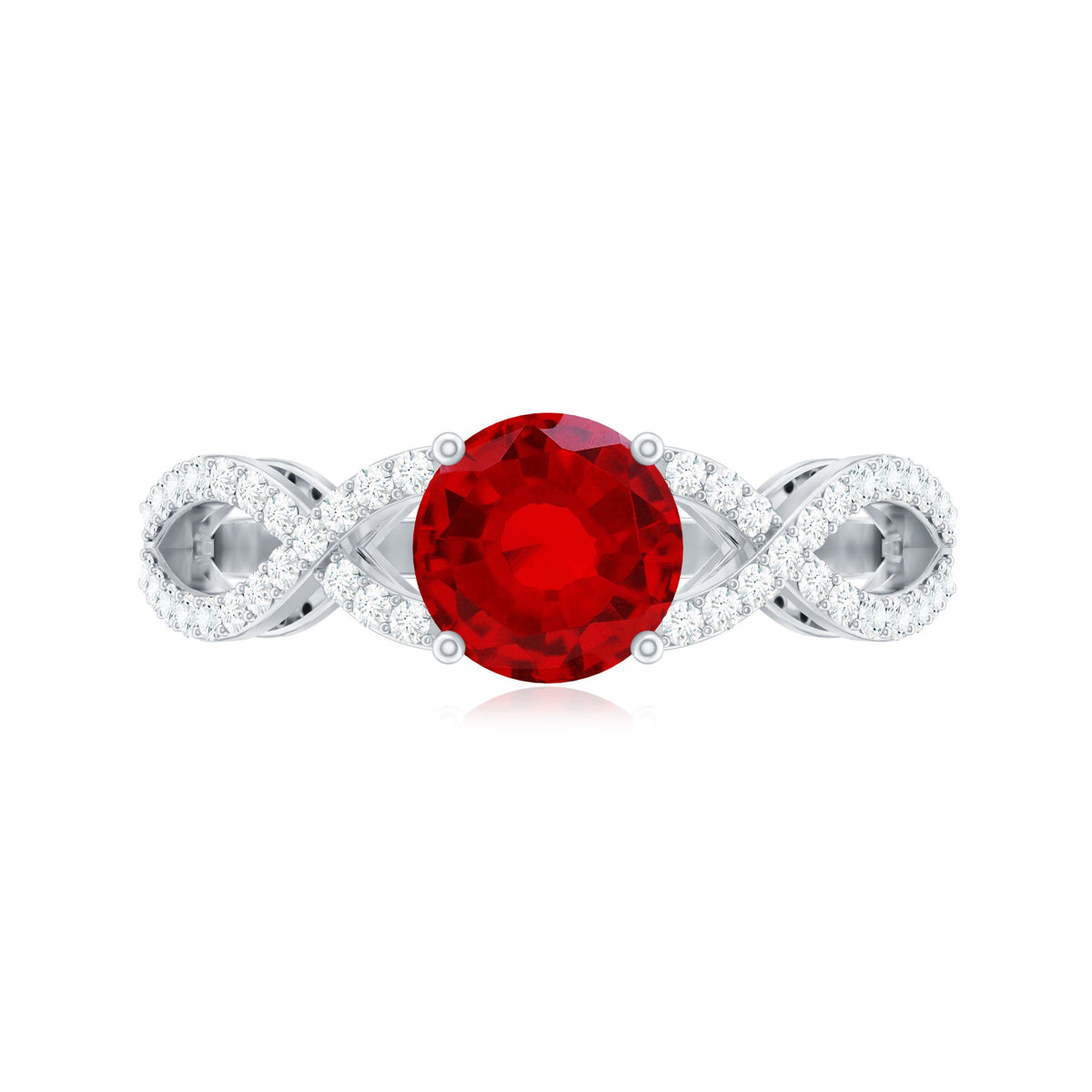 Certified Lab Grown Ruby Crossover Engagement Ring With Moissanite