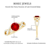 Certified Lab Grown Ruby Crossover Engagement Ring With Moissanite