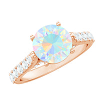 Natural 2 Carat Ethiopian Opal Diamond Engagement Ring with Side Stones