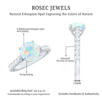 Natural 2 Carat Ethiopian Opal Diamond Engagement Ring with Side Stones