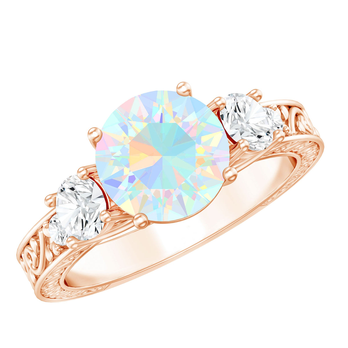 Certified Real Ethiopian Opal 3 Stone Engagement Ring With Certificate