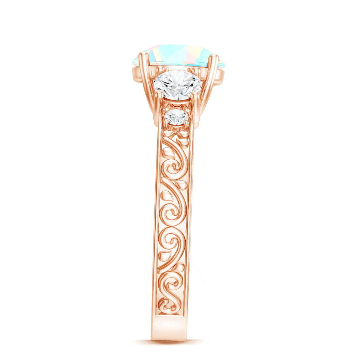 Certified Real Ethiopian Opal 3 Stone Engagement Ring With Certificate