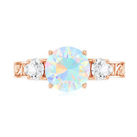 Certified Real Ethiopian Opal 3 Stone Engagement Ring With Certificate