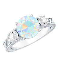 Certified Real Ethiopian Opal 3 Stone Engagement Ring With Certificate