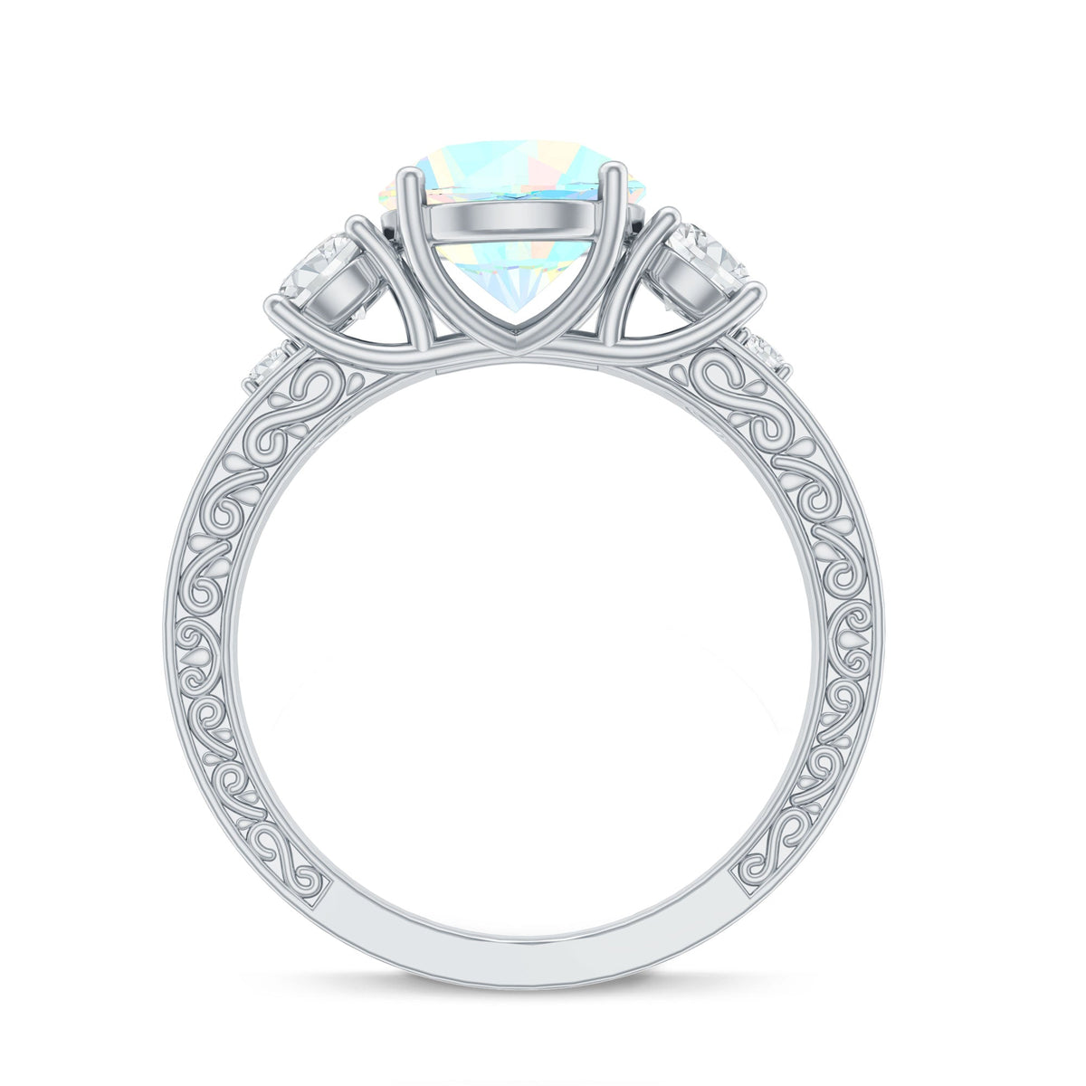 Certified Real Ethiopian Opal 3 Stone Engagement Ring With Certificate