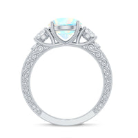 Certified Real Ethiopian Opal 3 Stone Engagement Ring With Certificate
