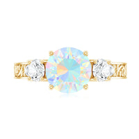 Certified Real Ethiopian Opal 3 Stone Engagement Ring With Certificate