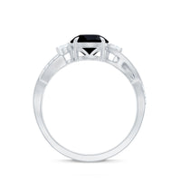 2 Carat Lab Grown Black and White Diamond Engagement Ring with Crossover Shank