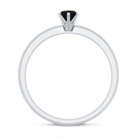 0.45 Carat Round Black Opal Solitaire Promise Ring