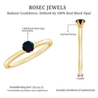0.45 Carat Round Black Opal Solitaire Promise Ring