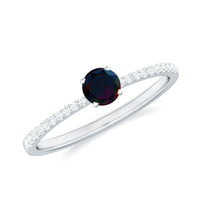 1/2 CT Round Black Opal Solitaire Engagement Ring with Diamond