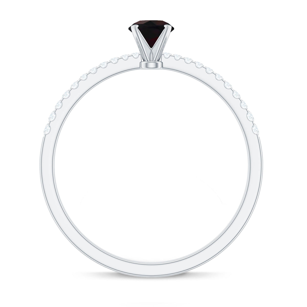 1/2 CT Round Black Opal Solitaire Engagement Ring with Diamond