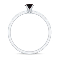 1/2 CT Round Black Opal Solitaire Engagement Ring with Diamond