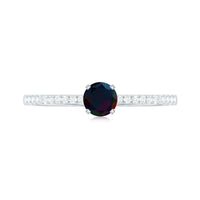 1/2 CT Round Black Opal Solitaire Engagement Ring with Diamond