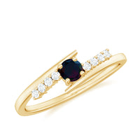 Minimal Round Black Opal and Diamond Bypass Promise Ring