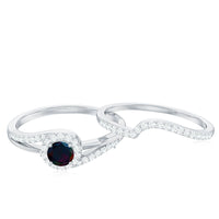 0.75 CT Classic Black Opal Engagement Ring with Diamond Enhancer