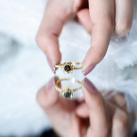 Real Black Opal and Diamond Flower Engagement Ring