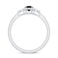 Claw Set Round Black Opal and Diamond Promise Ring