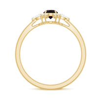 Claw Set Round Black Opal and Diamond Promise Ring