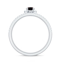 Certified Round Black Opal Wedding Ring Set with Moissanite