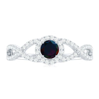 Natural Black Opal and Diamond Halo Engagement Ring