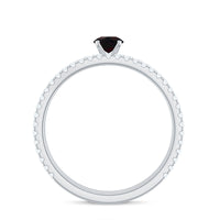 1.25 CT Minimal Wedding Ring Set with Black Opal and Diamond