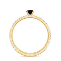1.25 CT Minimal Wedding Ring Set with Black Opal and Diamond