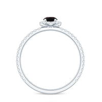 Genuine Black Opal Minimal Promise Ring with Diamond Halo