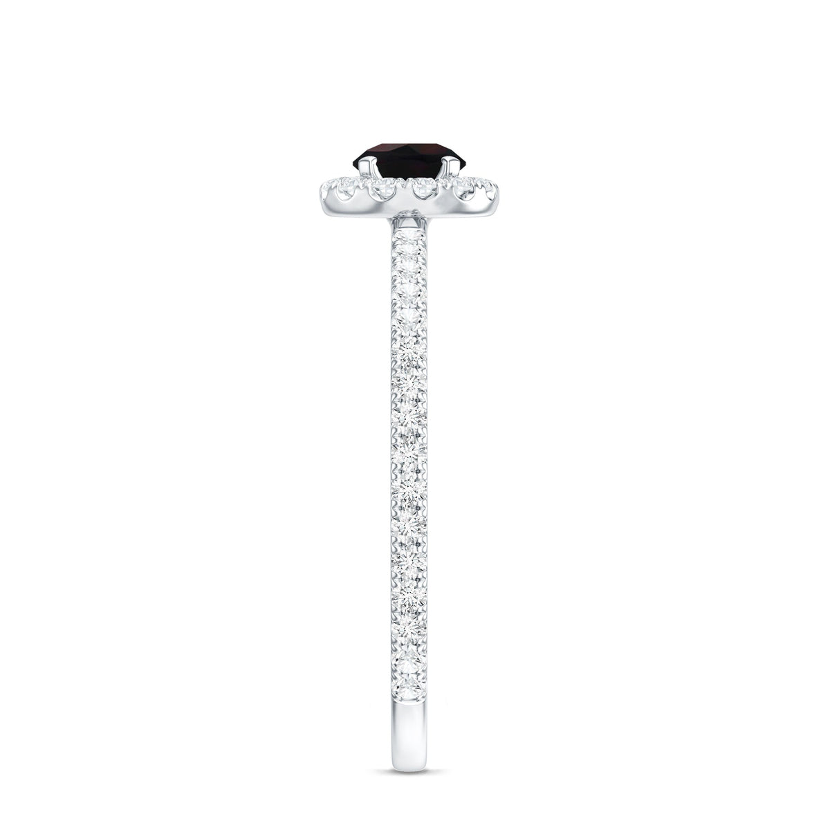 Genuine Black Opal Minimal Promise Ring with Diamond Halo