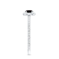 Genuine Black Opal Minimal Promise Ring with Diamond Halo