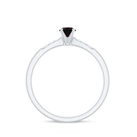 Black Opal Promise Ring with Diamond Side Stones