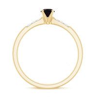 Black Opal Promise Ring with Diamond Side Stones