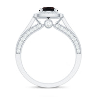 Classic Black Opal Engagement Ring with Moissanite Accent
