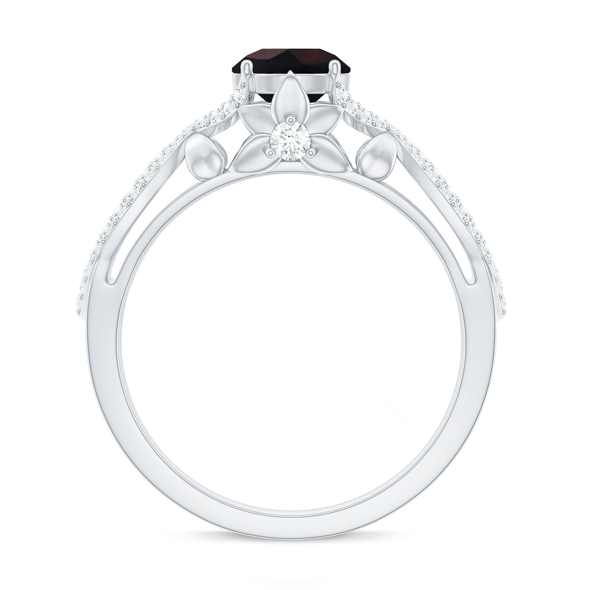 Natural Black Opal Crossover Engagement Ring with Diamond