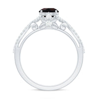 Natural Black Opal Crossover Engagement Ring with Diamond
