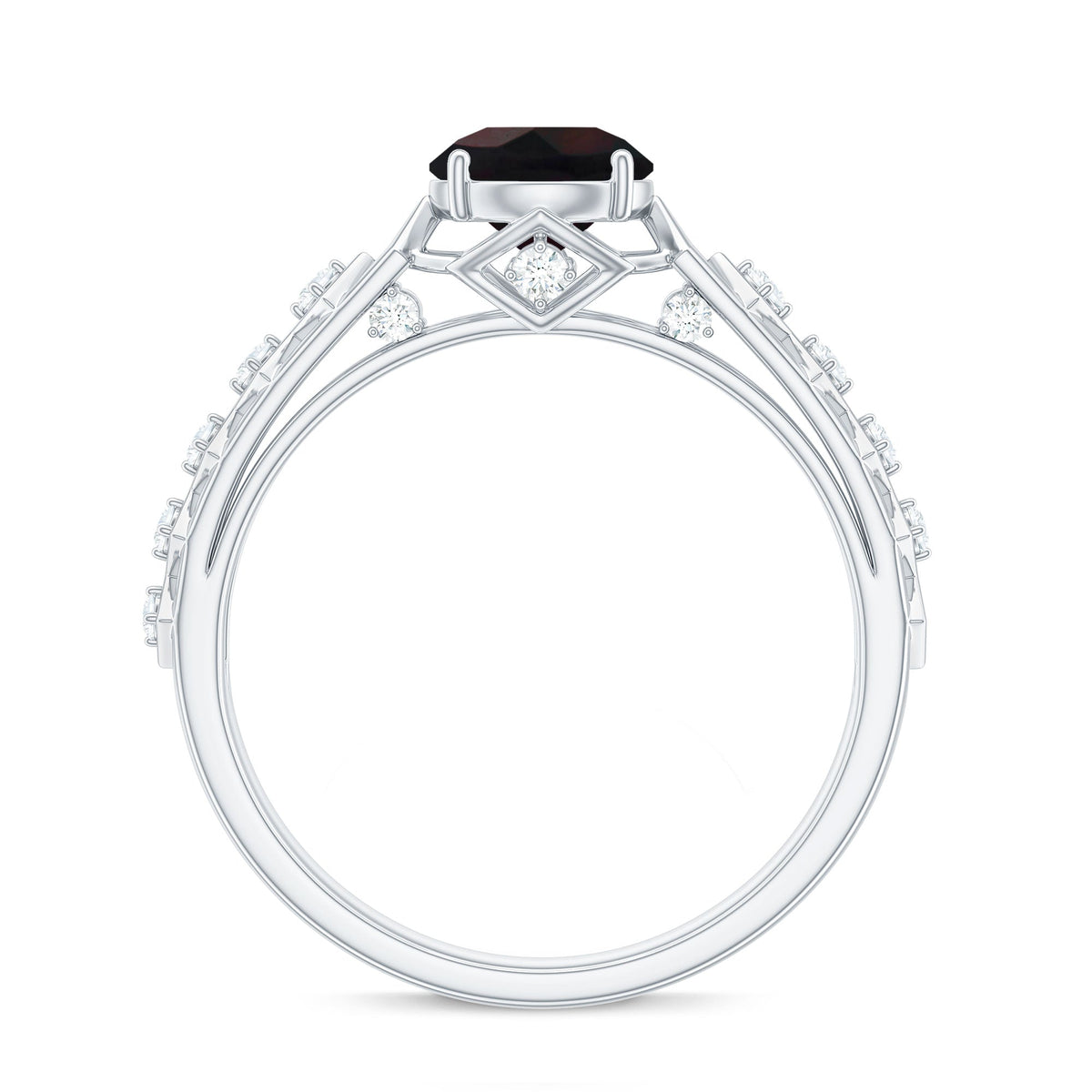 1 CT Round Black Opal Solitaire Art Deco Ring with Diamond