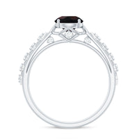 1 CT Round Black Opal Solitaire Art Deco Ring with Diamond