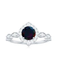 1.5 CT Black Opal Vintage Engagement Ring with Diamond Accent