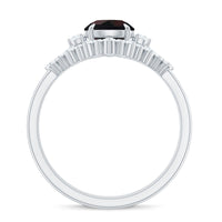 Black Opal Designer Trio Wedding Ring Set with Diamond
