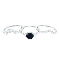 Black Opal Designer Trio Wedding Ring Set with Diamond