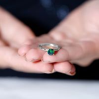 Genuine Black Opal Solitaire Ring for Women