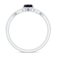 Oval Cut Black Opal and Diamond Split Shank Engagement Ring