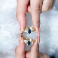 0.9 Carat Black Opal and Diamond Oval Wedding Ring Set